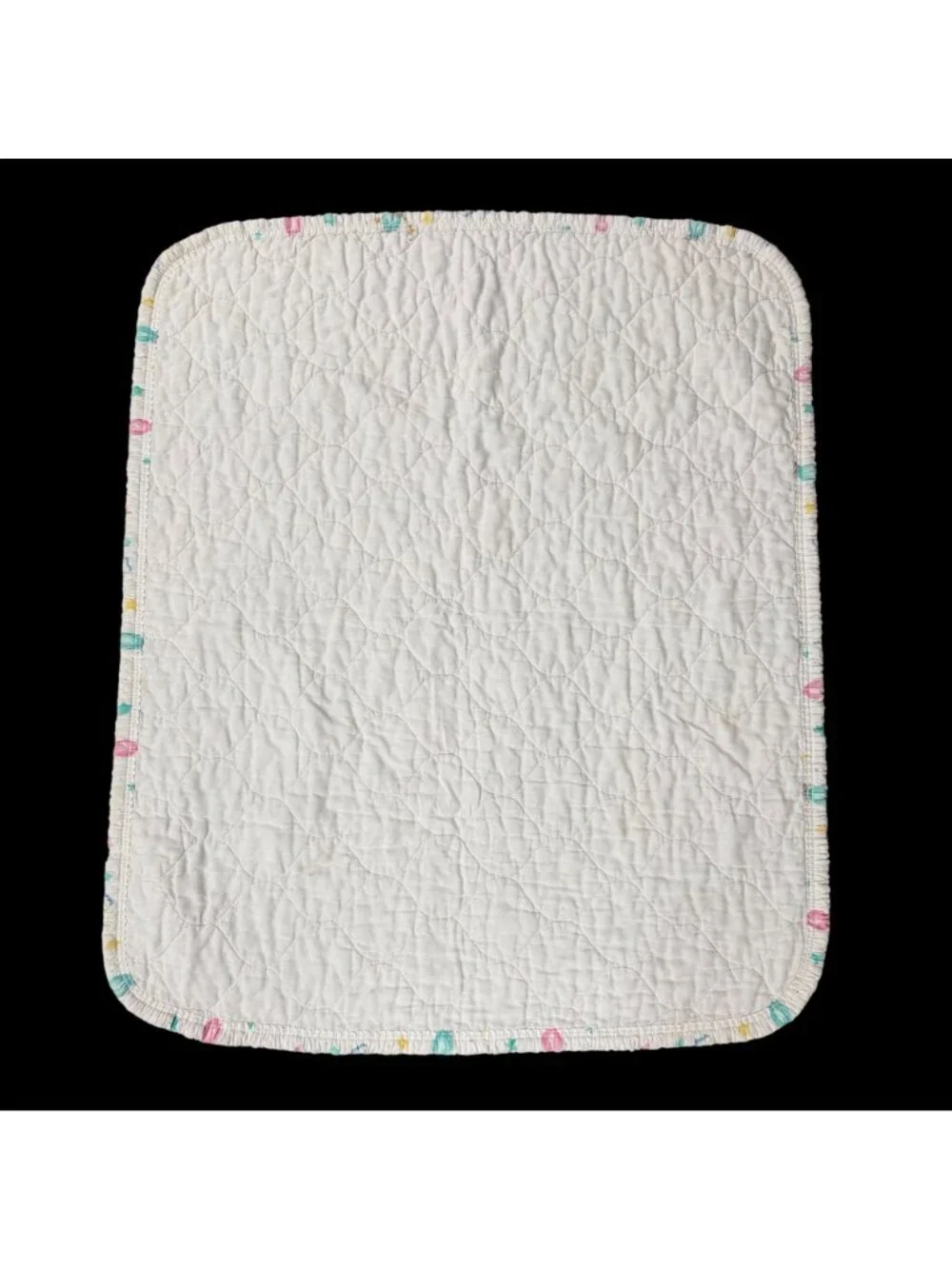 Vintage Baby Blanket Sleepy Teddy Bear 90s Quilted Pastel Bedding Brushcreek USA
